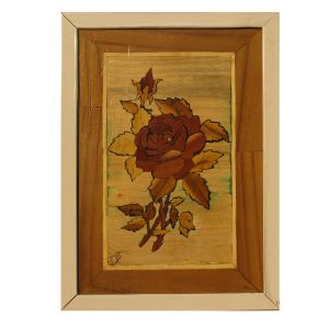 Marquetry Wood Inlay Art – Rose Flower