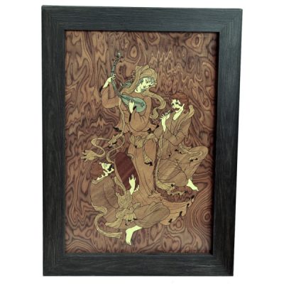 Persian Setar Marquetry Wood Wall Art – Artistic Musical Instrument Artwork