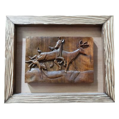 Wood Carved Gazelle Wall Art – Artistic Wildlife Artwork & Natural Home Decoration