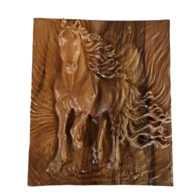 Wood Carved Horse Wall Art – Persian Artistic Animal Decor for Traditional Interiors