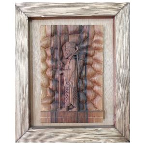 Framed Wood Carved Art Artistic Persian Soldier