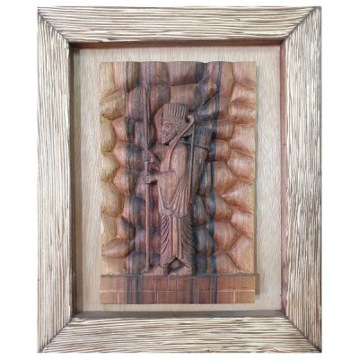 Persian Wood Carved Soldier Wall Art – Traditional Iranian Figure Artwork & Interior Decoration