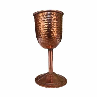 Handcrafted Persian Copper Wine Glass Stemware - Hammered Model Aryan