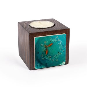 Persian Wooden Cube Tealight Holder Fish (2X)