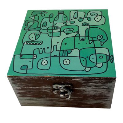 Wooden Box for Gift Giving with Artistic Pattern Naghashi