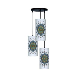 Fabric Cluster Pendant Light with Velvet Cylinder Lampshade Model Liana