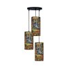 Fabric Cluster Pendant Light with Velvet Cylinder Lampshade Kazemi II