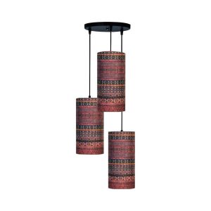Fabric Cluster Pendant Light with Velvet Cylinder Lampshade Spinas