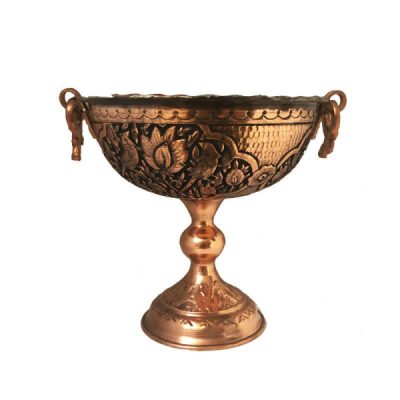 Decorative Copper Fruit Bowl Handcrafted Persian Engraved Fara