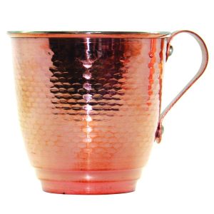 Persian Copper Cup – Handcrafted with Handle for Cold Drinks – Hammered Rose Gold