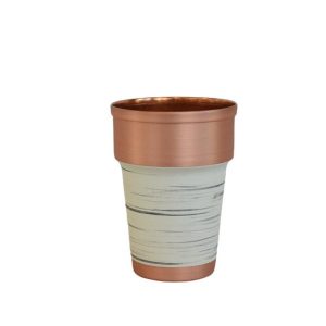 Persian Copper Cup – Handcrafted with Handle for Cold Drinks – Hammered White Modern