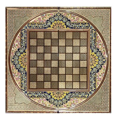 Handcrafted Persian Brown Wooden Marquetry Chess Board