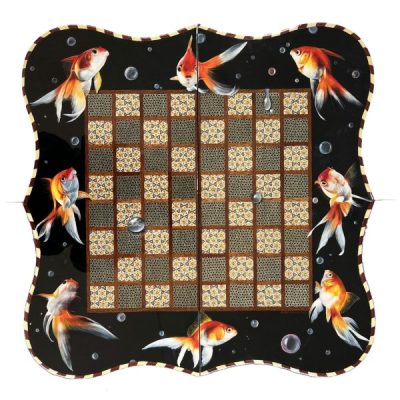 Handcrafted Persian Fish Wooden Marquetry Chess Board