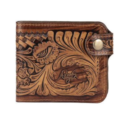 Persian Leather Bifold Wallet with Anil Design