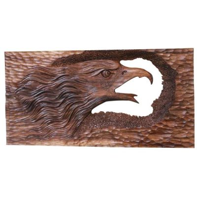 Wood Carved Eagle Wall Art – Artistic Bird Artwork for Traditional Interior Decor