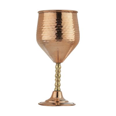 Handcrafted Persian Copper Wine Glass Stemware - Hammered Model Cara