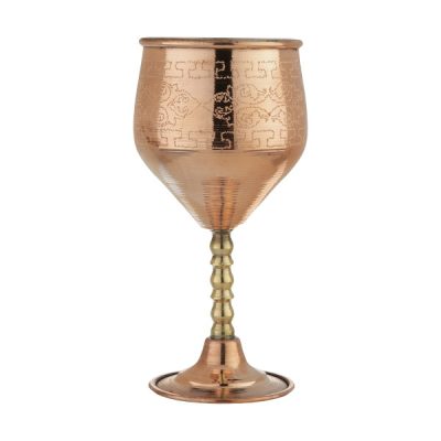Handcrafted Persian Copper Wine Glass Stemware - Hammered Model Vian