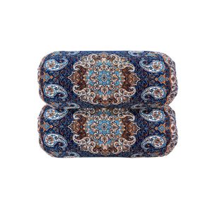Traditional Persian Cylindrical Bolster Pillow with Elegant Termeh Fabric Blue