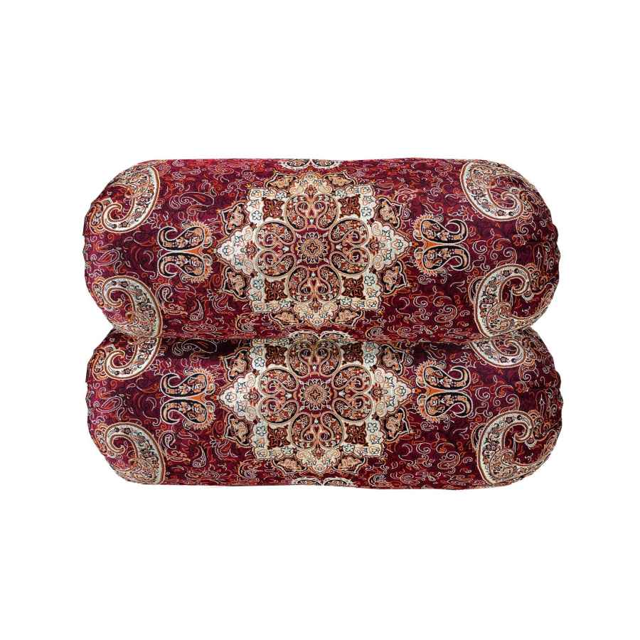 Traditional Persian Cylindrical Bolster Pillow with Elegant Termeh Fabric Afshan