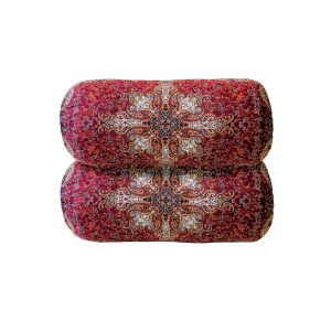 Traditional Persian Cylindrical Bolster Pillow with Elegant Termeh Fabric Ghajar