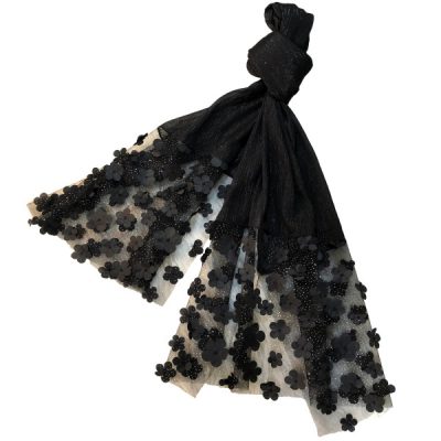 Solid Black Silk Shawl Model Majlesi II