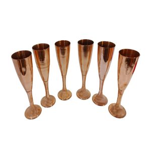 Set of 6 Handcrafted Persian Copper Wine Glass Stemware – Hammered