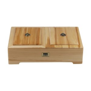 Herbal Wooden Tea Organizer Chest with Built-In Warmer