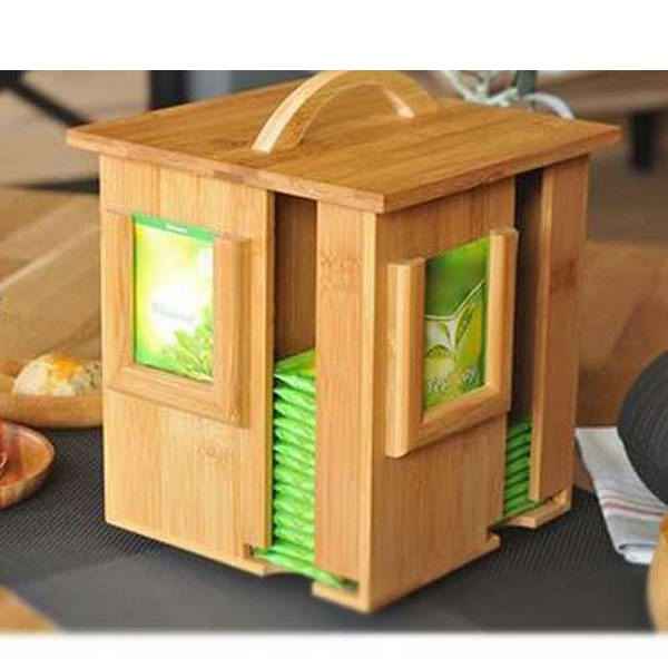 Zhav Wooden Tea Bag Organizer Box with Slot Dividers