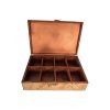 Wheat Design Wooden Tea Organizer – Box with Internal Dividers