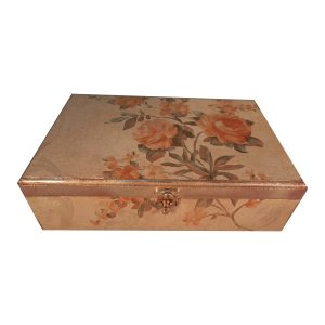 Wheat Design Wooden Tea Organizer – Box with Internal Dividers