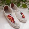 Handcrafted Persian Giveh Shoes - Flower White Floral Model