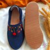 Handcrafted Persian Giveh Shoes - Monir Navy Blue Floral Model