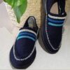 Handcrafted Persian Giveh Shoes - Navy Blue Striped Model