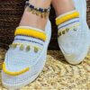 Handcrafted Persian Giveh Shoes - Coin White Nalbinding Model