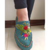 Handcrafted Persian Giveh Shoes - Flower Turquoise Floral Model