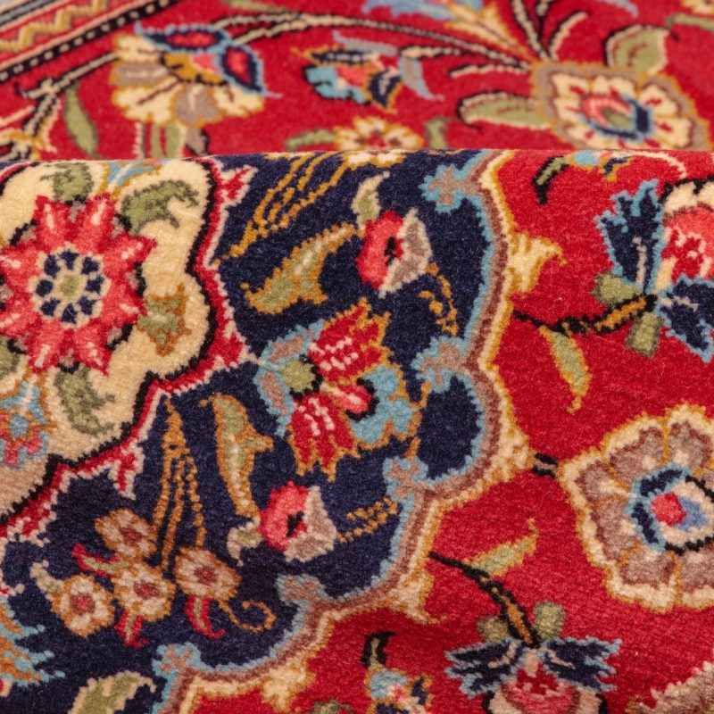Hand-Knotted Persian Qom Nafas 2-Meter Runner Rug (Classical Floral Medallion) – Red Kork Wool