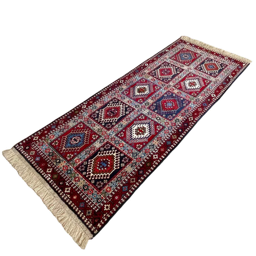 Hand-Knotted Persian Bakhtiyari Atila 2-Meter Runner Rug (Tribal Panel Design) – Red Wool