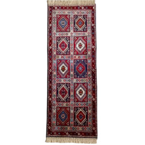 Hand-Knotted Persian Bakhtiyari Atila 2-Meter Runner Rug (Tribal Panel Design) – Red Wool