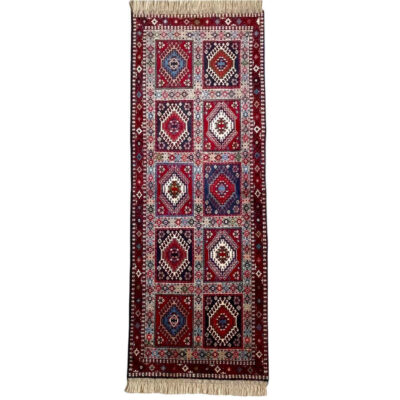 Hand-Knotted Persian Bakhtiyari Atila 2-Meter Runner Rug (Tribal Panel Design) - Red Wool