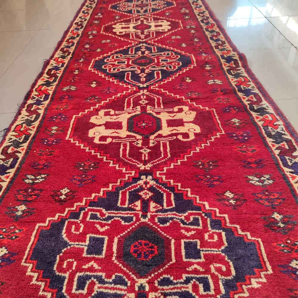 Hand-Knotted Persian Bakhtiyari Arezoo Runner Rug (Bakhtiari Garden Panel) – Black Wool