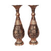 Set of Two Handcrafted Persian Engraved Copper Vases, Featuring the Lavin Design with a Timeless Floral Pattern