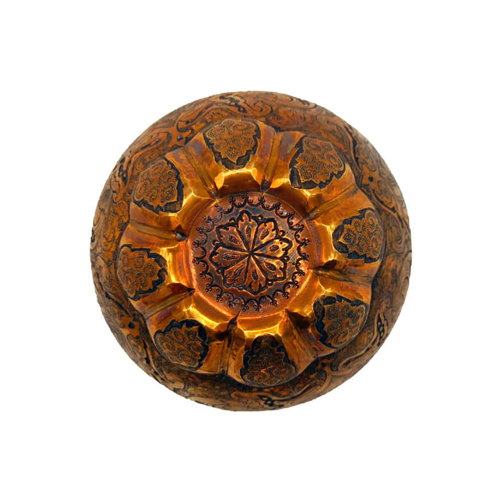 Handcrafted Persian Engraved Copper Vase with a Leyli-o-Majnoon Design, Featuring a Beautiful Floral Motif for Single Stems
