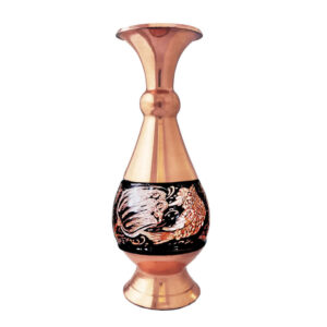 Handcrafted Persian Engraved Copper Vase, Featuring the Ronak Design with a Beautiful Floral Motif for Decorative Use