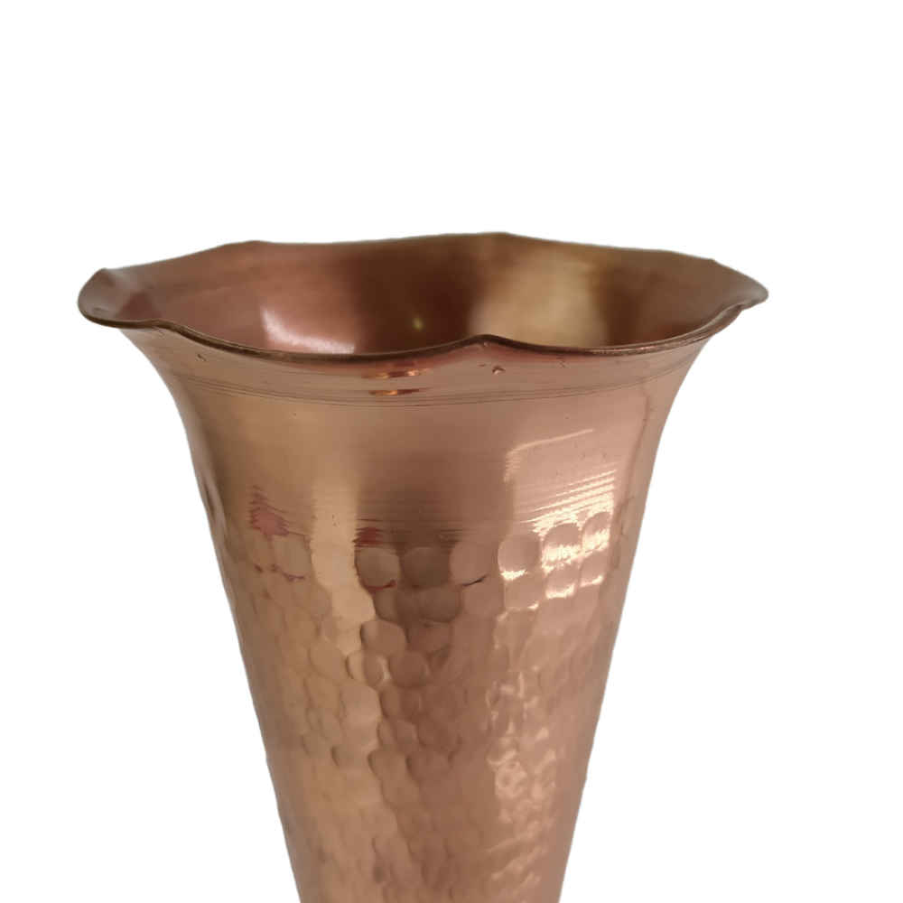 Handcrafted Decorative Persian Hammered Copper Vase with a Trumpet Silhouette, Featuring the Cone Model for a Bold Look