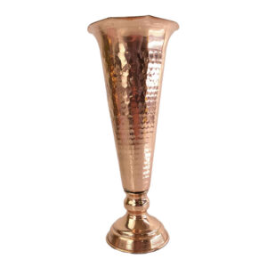 Handcrafted Decorative Persian Hammered Copper Vase with a Trumpet Silhouette, Featuring the Cone Model for a Bold Look