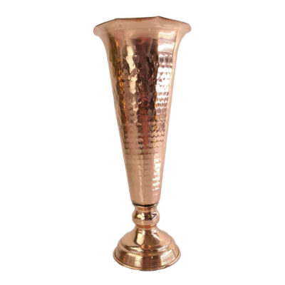 Handcrafted Decorative Persian Hammered Copper Vase with a Trumpet Silhouette, Featuring the Cone Model for a Bold Look