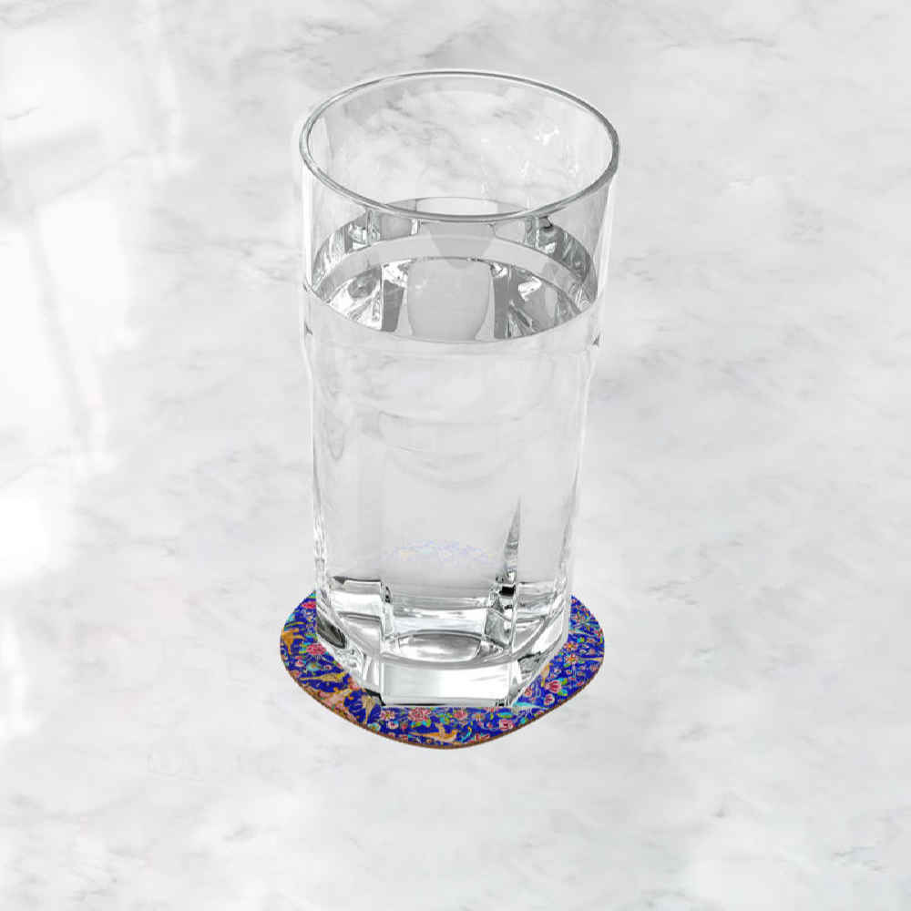 Sonati Persian Floral Coasters – Round Wooden Artistic Drink Protector Set