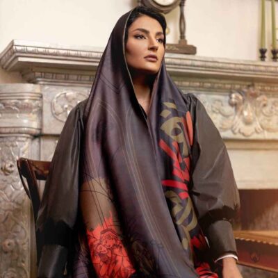 Persian Printed Silk Shawl Double Sided Artistic Calligraphy