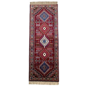 Hand-Knotted Persian Bakhtiyari Arsalan Runner Rug (Tribal Geometric Diamond) – Red Wool