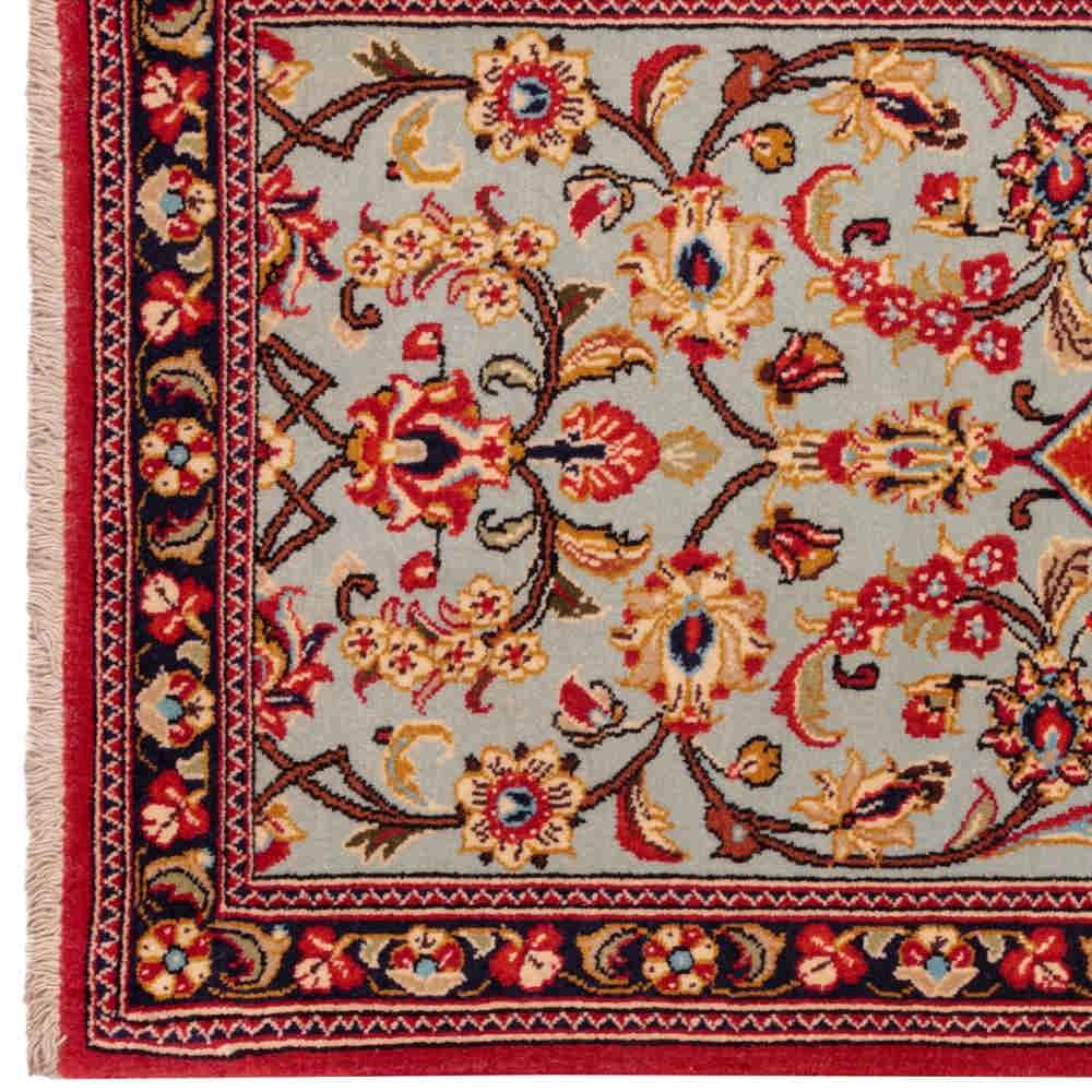 Hand-Knotted Persian Qom Aseman Runner Rug (Classical Floral Medallion) – Red Kork Wool